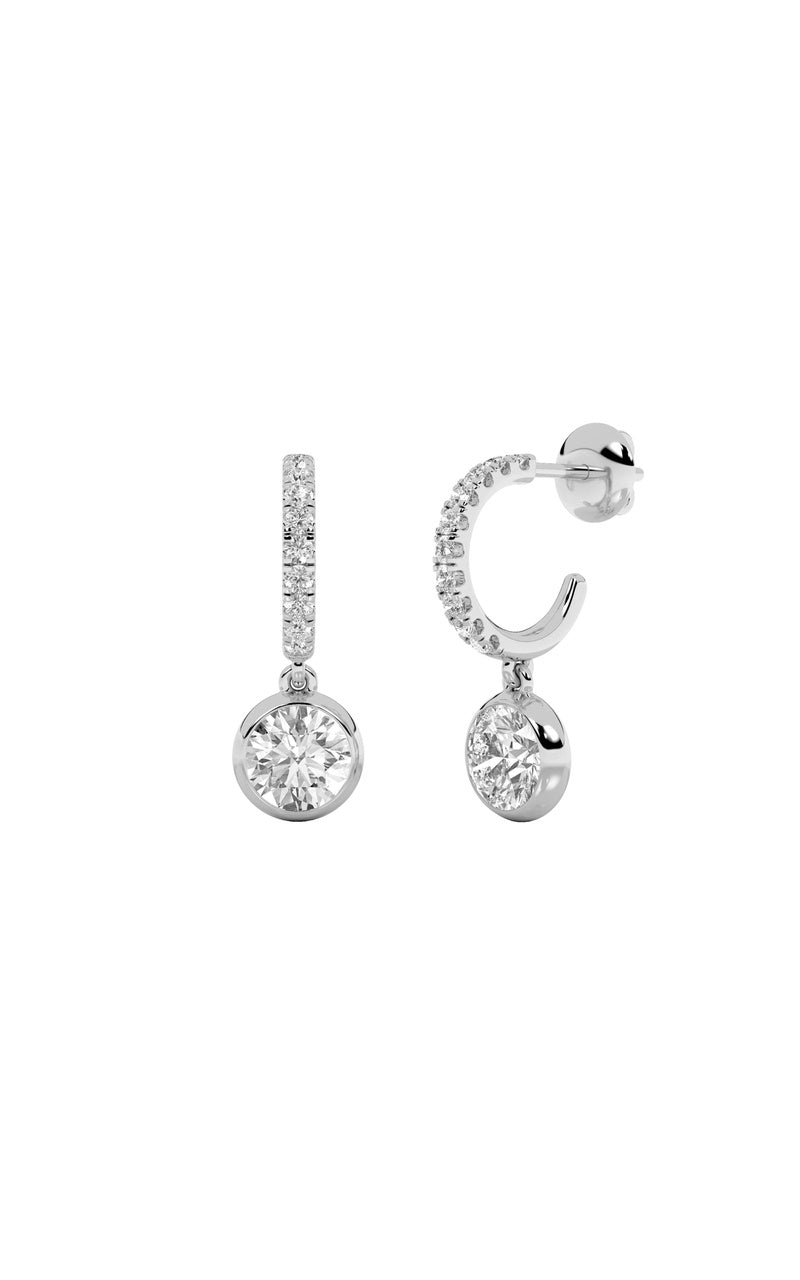 2CTW Round Shaped Lab Grown Diamond (F/VS) Dangle Earrings in 14K Gold