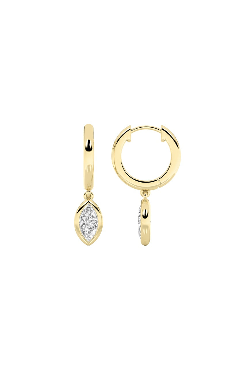 0.6CTW Marquise Shaped Lab Grown Diamond (F/VS) Dangle Earrings in 14K Gold