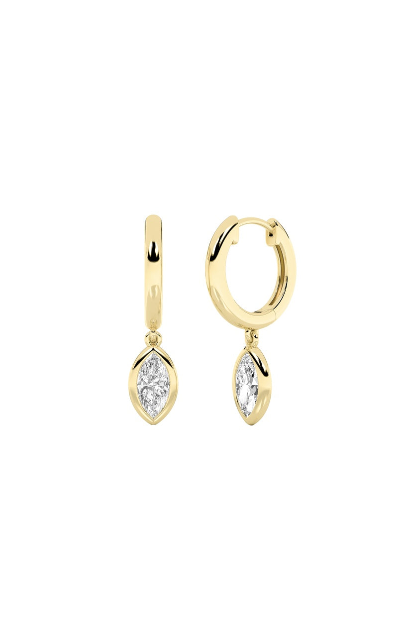 0.6CTW Marquise Shaped Lab Grown Diamond (F/VS) Dangle Earrings in 14K Gold