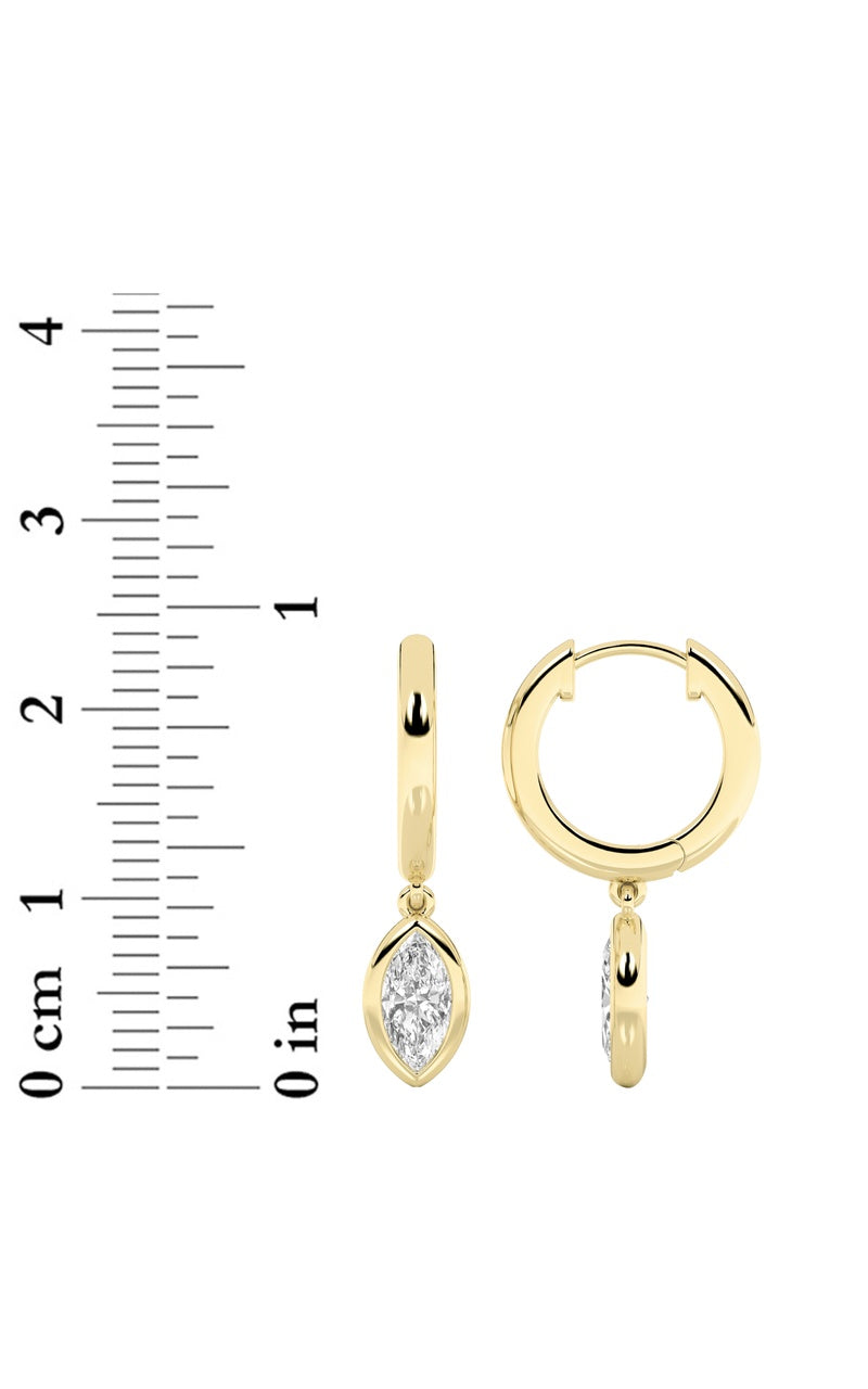 0.6CTW Marquise Shaped Lab Grown Diamond (F/VS) Dangle Earrings in 14K Gold