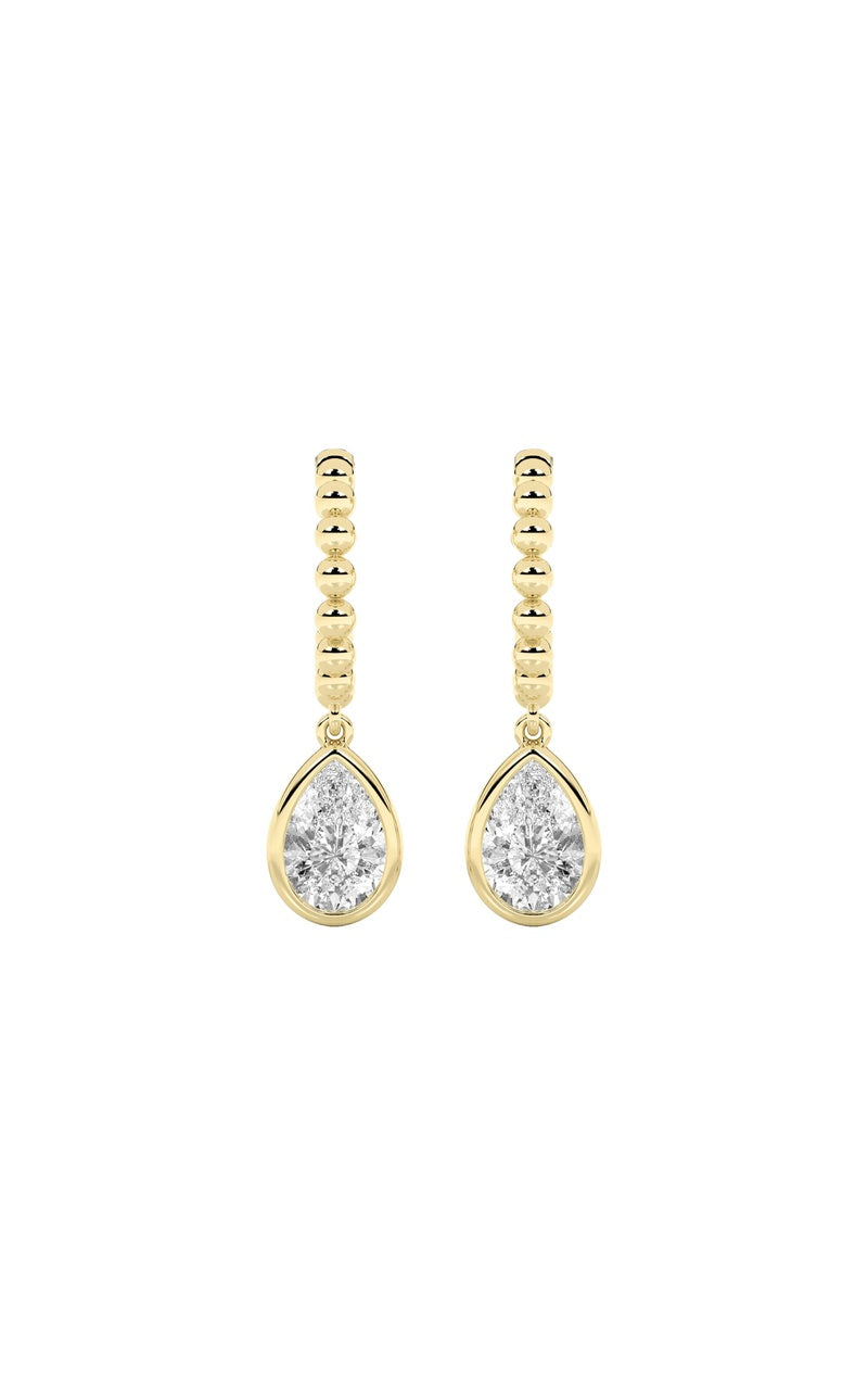 1CTW Pear Shaped Lab Grown Diamond (F/VS) Dangle Earrings in 14K Gold