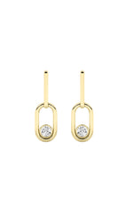 Load image into Gallery viewer, 0.5CTW Round Shaped Lab Grown Diamond (F/VS) Bezel Set Paperclip Dangle Earrings in 14K Gold
