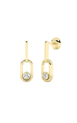 Load image into Gallery viewer, 0.5CTW Round Shaped Lab Grown Diamond (F/VS) Bezel Set Paperclip Dangle Earrings in 14K Gold
