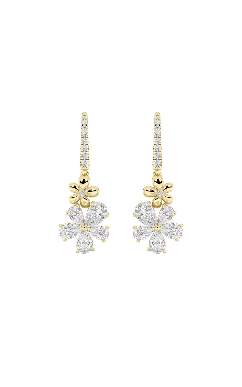 Vs) fancy flower earrings in 14k gold