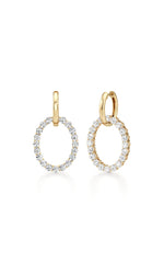 Load image into Gallery viewer, 4CTW Round Shaped Lab Grown Diamond (F/VS) Dangle Pendant and Hoop Earrings in 14K Gold
