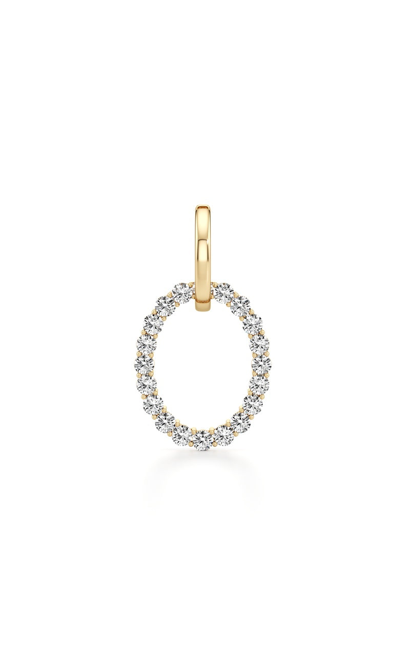 4CTW Round Shaped Lab Grown Diamond (F/VS) Dangle Pendant and Hoop Earrings in 14K Gold