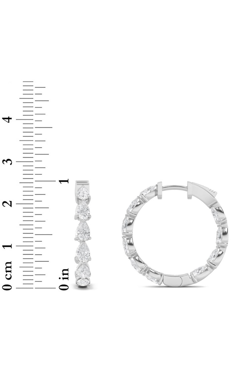 4CTW Pear Shaped Lab Grown Diamond (F/VS) Inside Out Hoop Earrings in 14K Gold