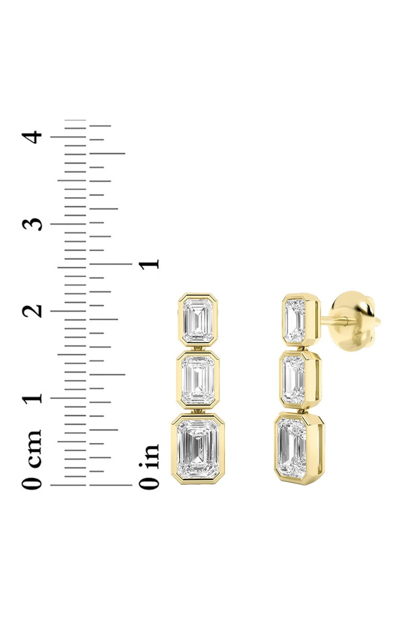 5CTW Emerald Shaped Lab Grown Diamond Earrings in 14K Gold