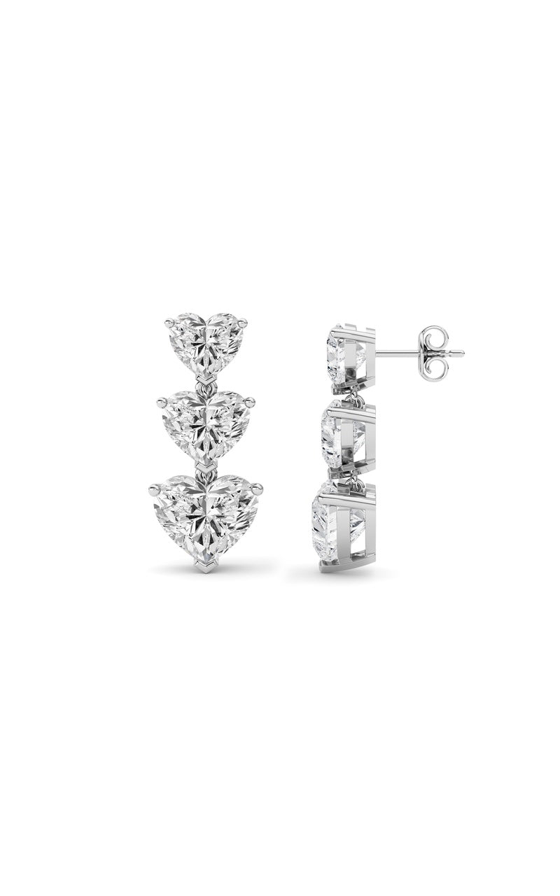 16CTW Heart Shaped Lab Grown Diamond (F/VS ) Earrings in 14K Gold