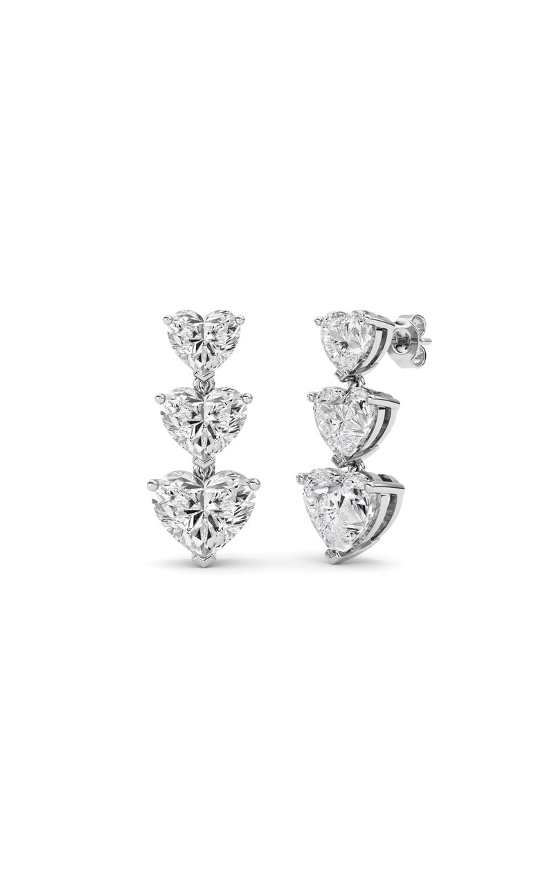16CTW Heart Shaped Lab Grown Diamond (F/VS ) Earrings in 14K Gold