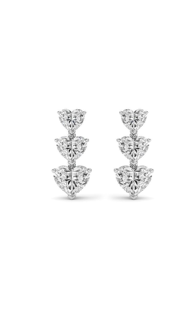 16CTW Heart Shaped Lab Grown Diamond (F/VS ) Earrings in 14K Gold