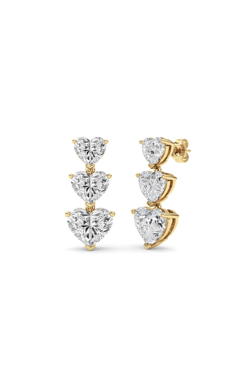 16CTW Heart Shaped Lab Grown Diamond (F/VS ) Earrings in 14K Gold