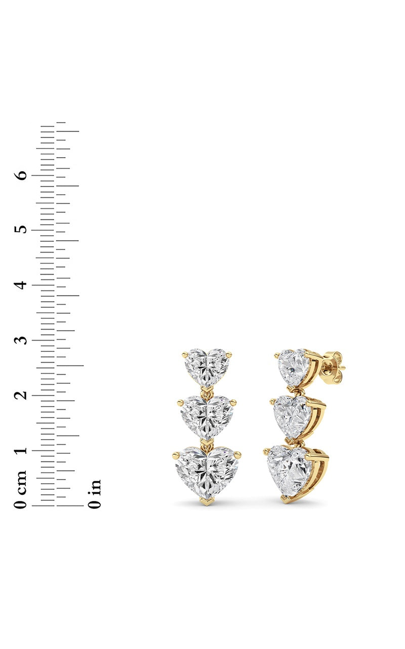16CTW Heart Shaped Lab Grown Diamond (F/VS ) Earrings in 14K Gold