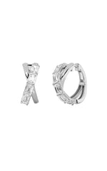 Load image into Gallery viewer, 3CTW Emerald Shaped Lab Grown Diamond (F/VS) Huggie Earrings in 14K Gold
