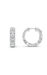 Load image into Gallery viewer, 5CTW Emerald Shaped Lab Grown Diamond (F/VS )Inside Out Hoop Earrings in 14K Gold
