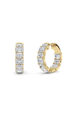 Load image into Gallery viewer, 5CTW Emerald Shaped Lab Grown Diamond (F/VS )Inside Out Hoop Earrings in 14K Gold
