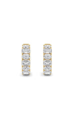 Load image into Gallery viewer, 5CTW Emerald Shaped Lab Grown Diamond (F/VS )Inside Out Hoop Earrings in 14K Gold
