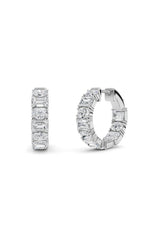 Load image into Gallery viewer, 5CTW Emerald Shaped Lab Grown Diamond (F/VS )Inside Out Hoop Earrings in 14K Gold
