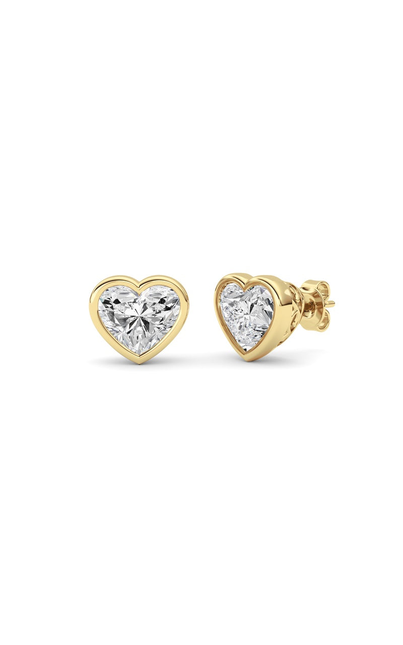6CTW Heart Shaped Lab Grown Diamond (F/VS ) Stud Earrings in 14K Gold