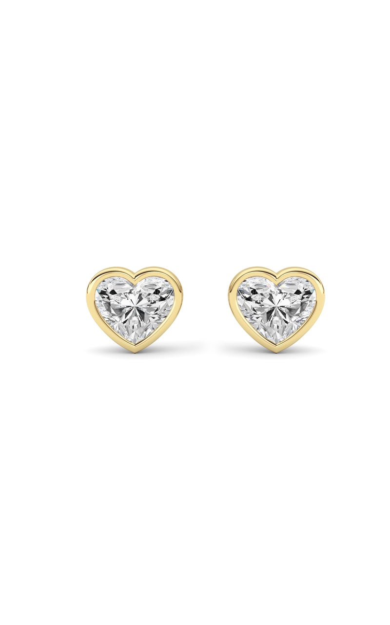 6CTW Heart Shaped Lab Grown Diamond (F/VS ) Stud Earrings in 14K Gold