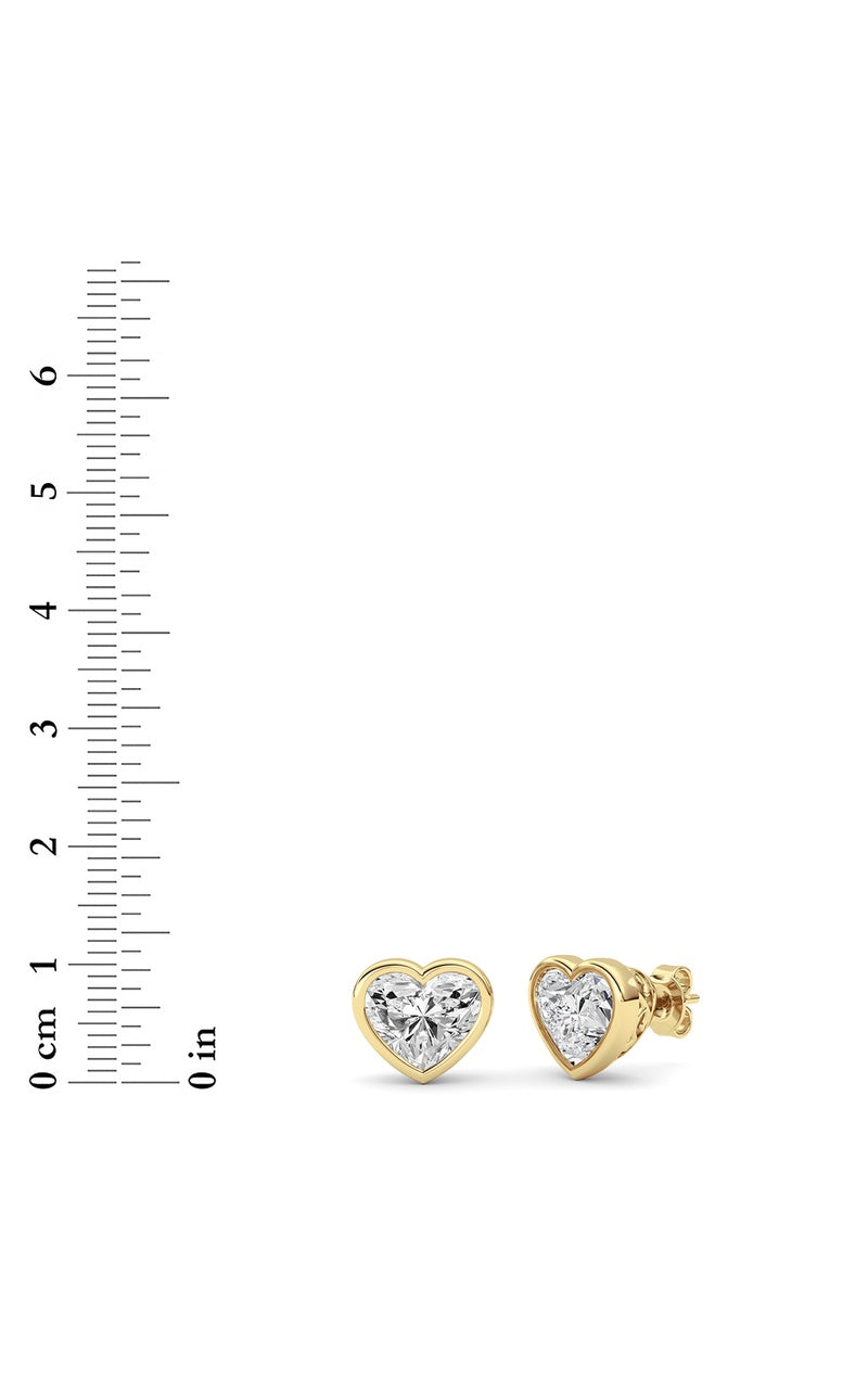 6CTW Heart Shaped Lab Grown Diamond (F/VS ) Stud Earrings in 14K Gold