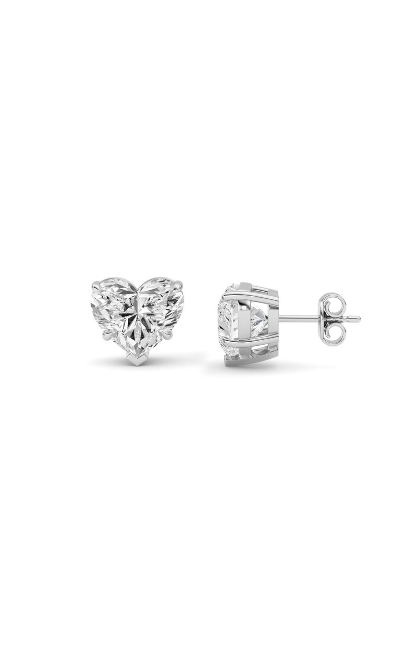 8CTW Heart Shaped Lab Grown Diamond (F/VS ) Stud Earrings in 14K Gold