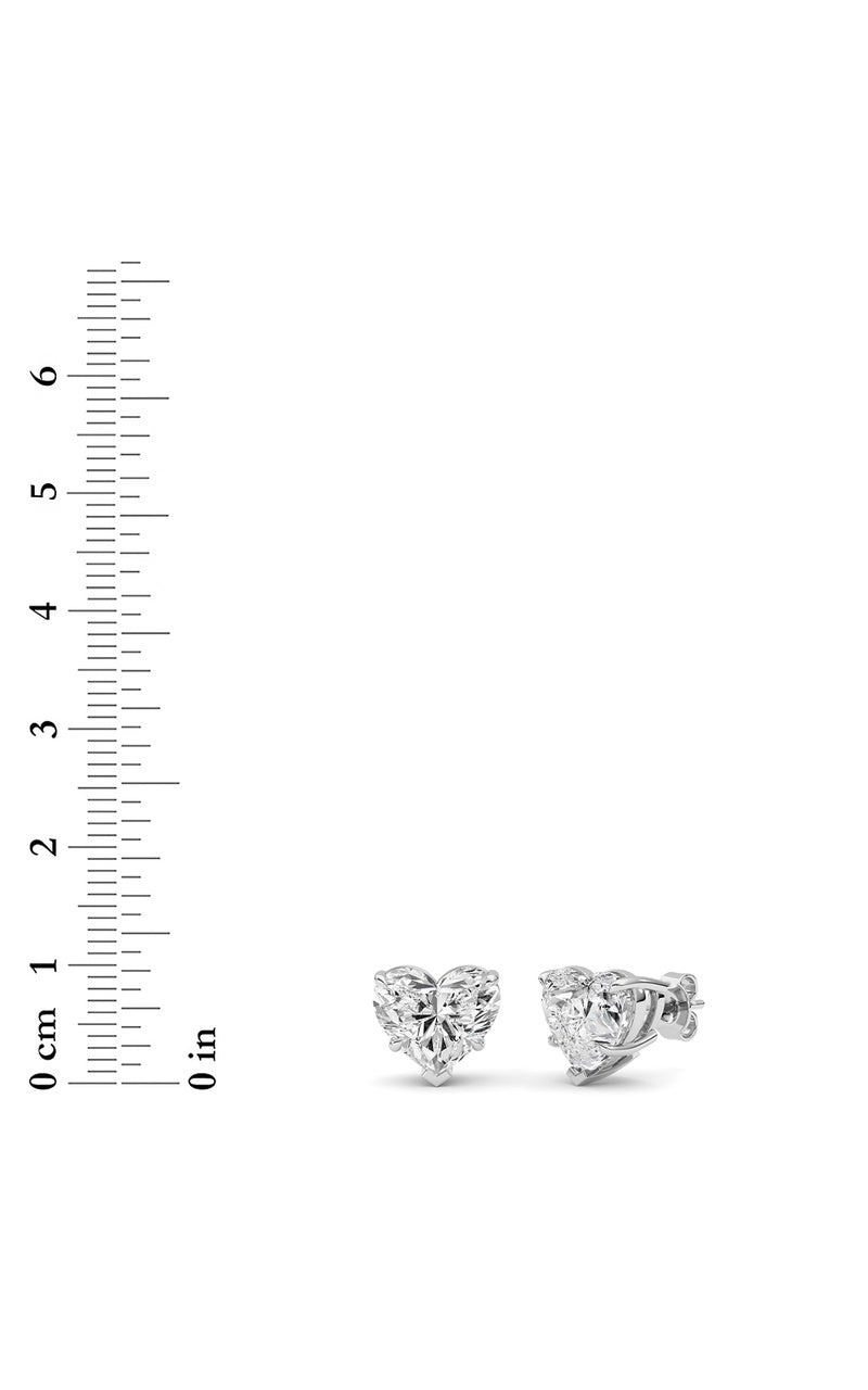 8CTW Heart Shaped Lab Grown Diamond (F/VS ) Stud Earrings in 14K Gold