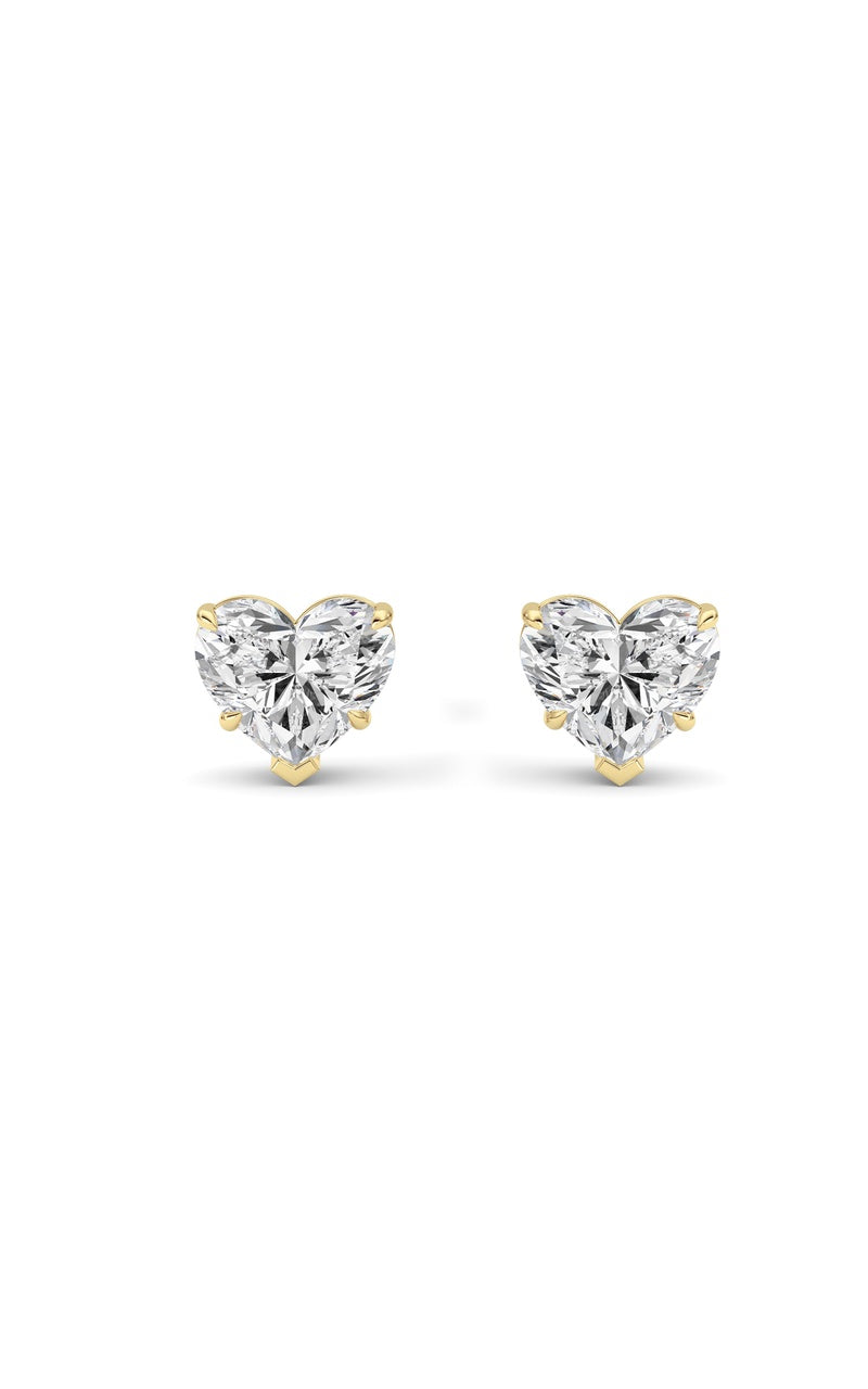 8CTW Heart Shaped Lab Grown Diamond (F/VS ) Stud Earrings in 14K Gold