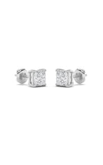 Load image into Gallery viewer, 2CTW Princess Shaped Lab Grown Diamond (F/VS) Stud Earrings in 14K Gold
