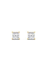 Load image into Gallery viewer, 2CTW Princess Shaped Lab Grown Diamond (F/VS) Stud Earrings in 14K Gold
