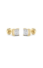 Load image into Gallery viewer, 2CTW Princess Shaped Lab Grown Diamond (F/VS) Stud Earrings in 14K Gold
