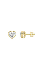 Load image into Gallery viewer, 2CTW Heart Shaped Lab Grown Diamond (F/VS) Bezel Set Stud Earrings in 14K Gold
