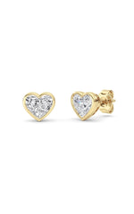 Load image into Gallery viewer, 2CTW Heart Shaped Lab Grown Diamond (F/VS) Bezel Set Stud Earrings in 14K Gold
