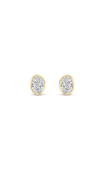 Load image into Gallery viewer, 1CTW Oval Shaped Lab Grown Diamond (F/VS) Bezel Set Stud Earrings in 14K Gold
