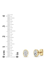 Load image into Gallery viewer, 1CTW Oval Shaped Lab Grown Diamond (F/VS) Bezel Set Stud Earrings in 14K Gold
