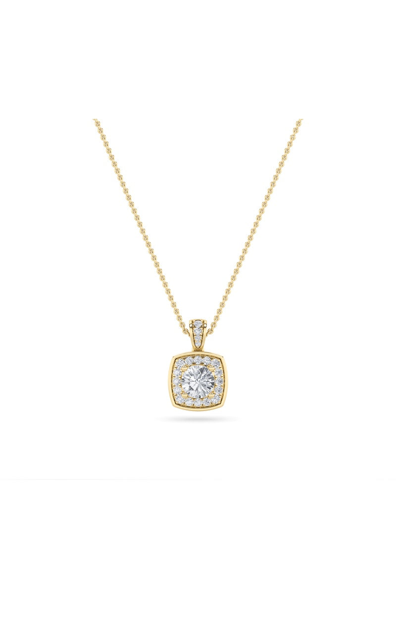 0.75CTW Round Shaped Lab Grown Diamond (F/VS) Halo Pendant in 14K Gold