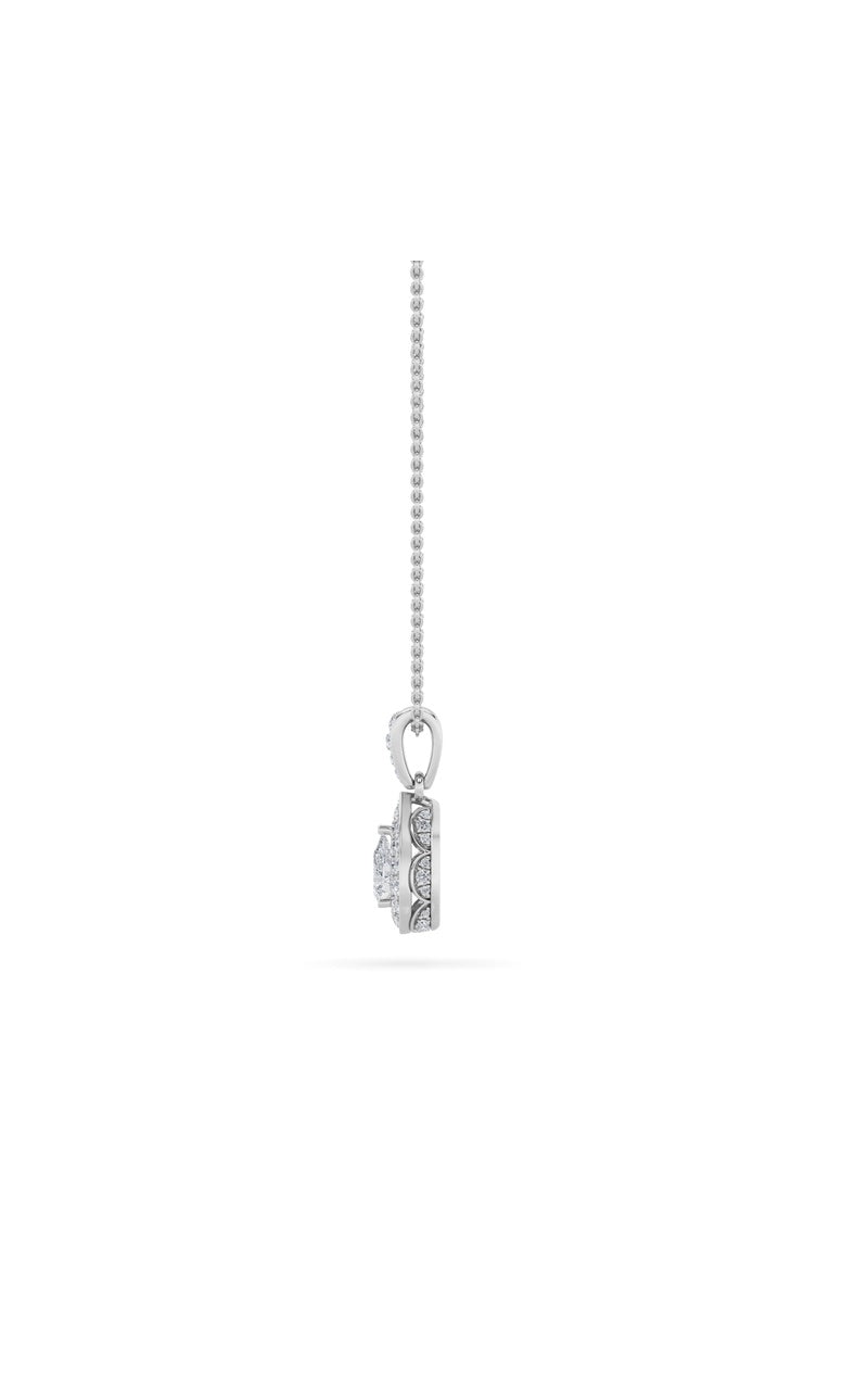 1.3CTW Pear Shaped Lab Grown Diamond (F/VS) Halo Pendant in 14K Gold