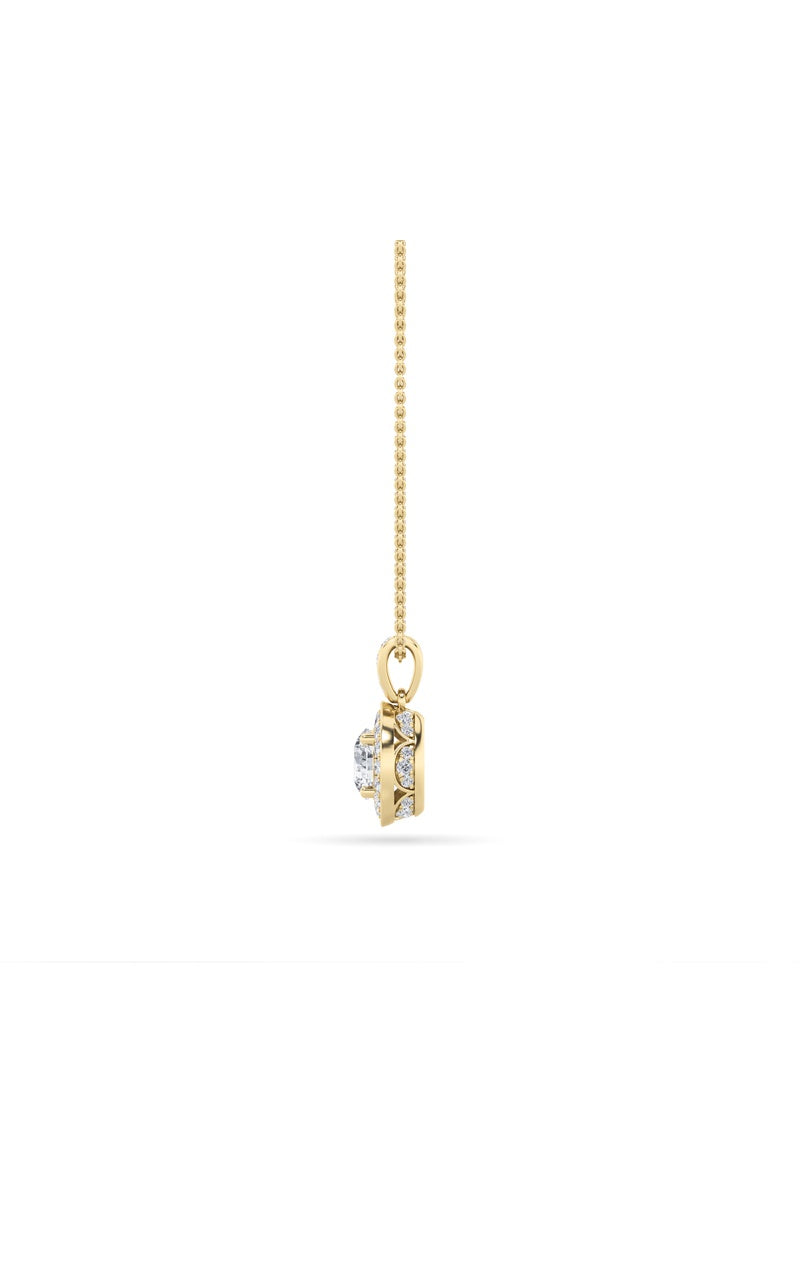 0.75CTW Round Shaped Lab Grown Diamond (F/VS) Halo Pendant in 14K Gold