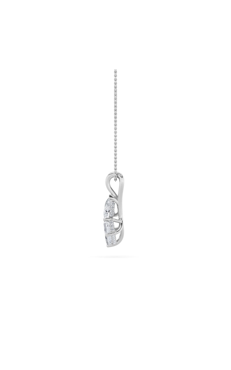 3CTW Emerald Shaped Lab Grown Diamond (F/VS) Toi et Moi Pendant in 14K Gold