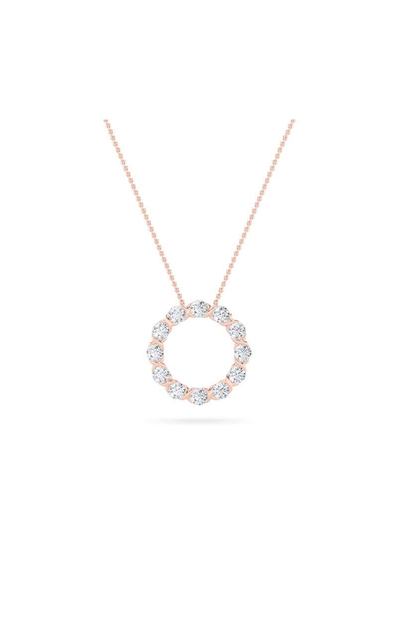 2CTW Round Shaped Lab Grown Diamond (F/VS) Circle Pendant in 14K Gold