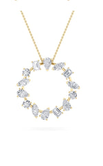 Load image into Gallery viewer, 3CTW Emerald Shaped Lab Grown Diamond (F/VS) Fancy Circle Pendant in 14K Gold
