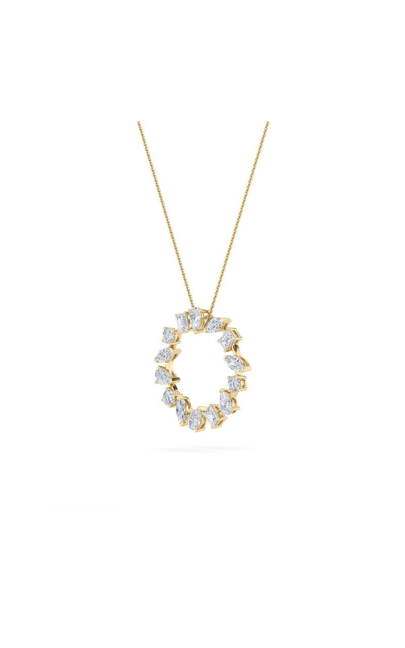 3CTW Emerald Shaped Lab Grown Diamond (F/VS) Fancy Circle Pendant in 14K Gold