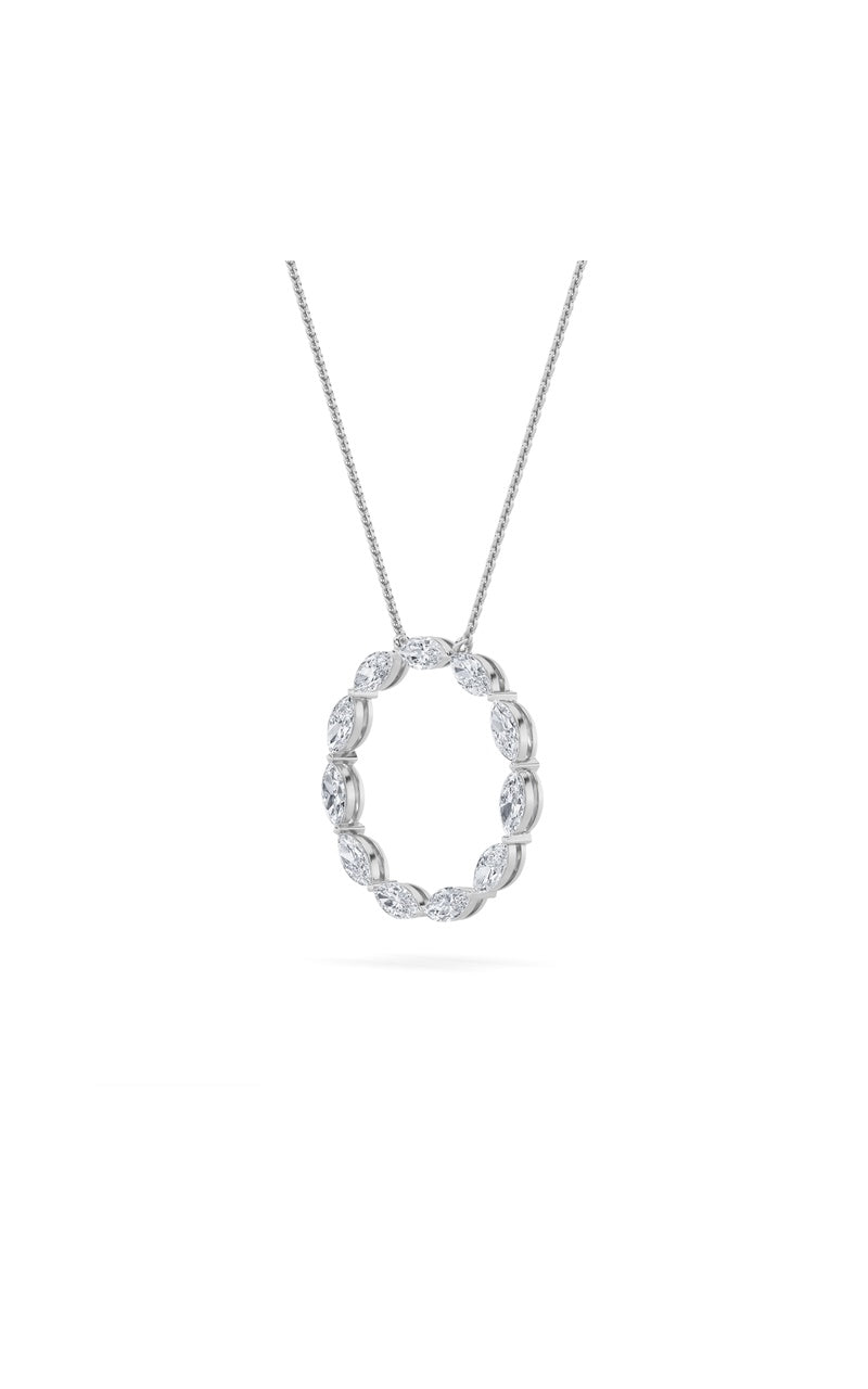2CTW Marquise Shaped Lab Grown Diamond (F/VS) Circle Necklace in 14K Gold