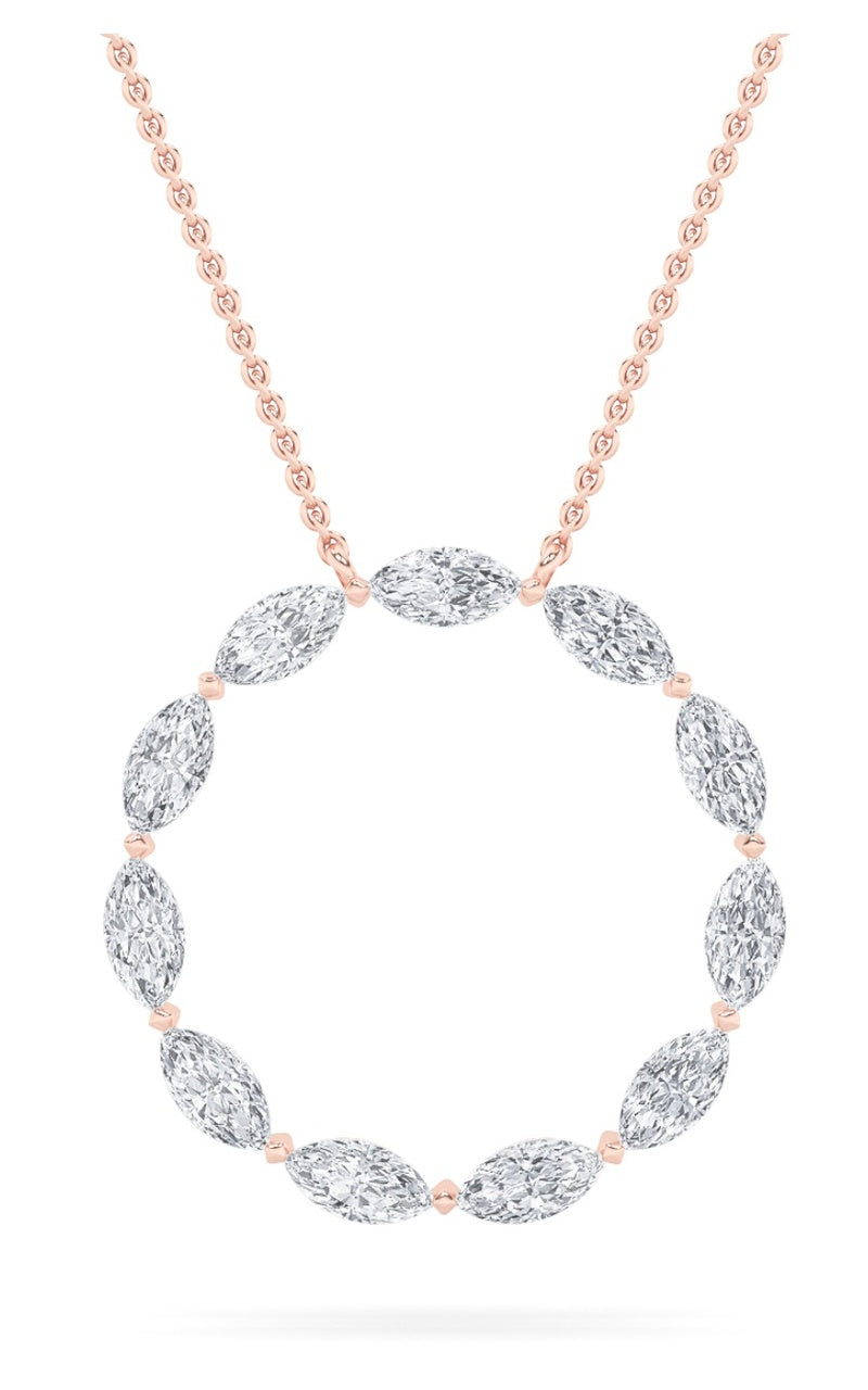 2.25CTW Marquise Shaped Lab Grown Diamond (F/VS) Circle Necklace in 14K Gold
