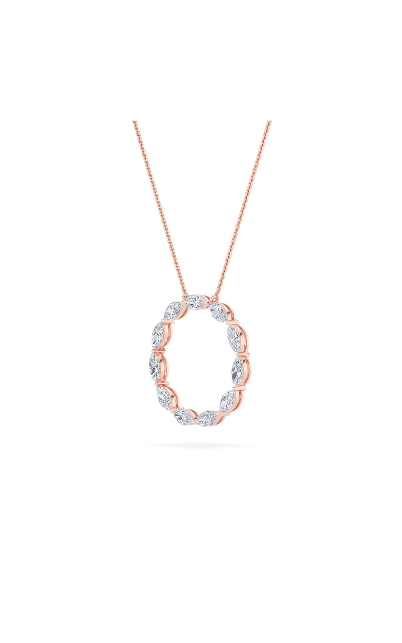 2.25CTW Marquise Shaped Lab Grown Diamond (F/VS) Circle Necklace in 14K Gold