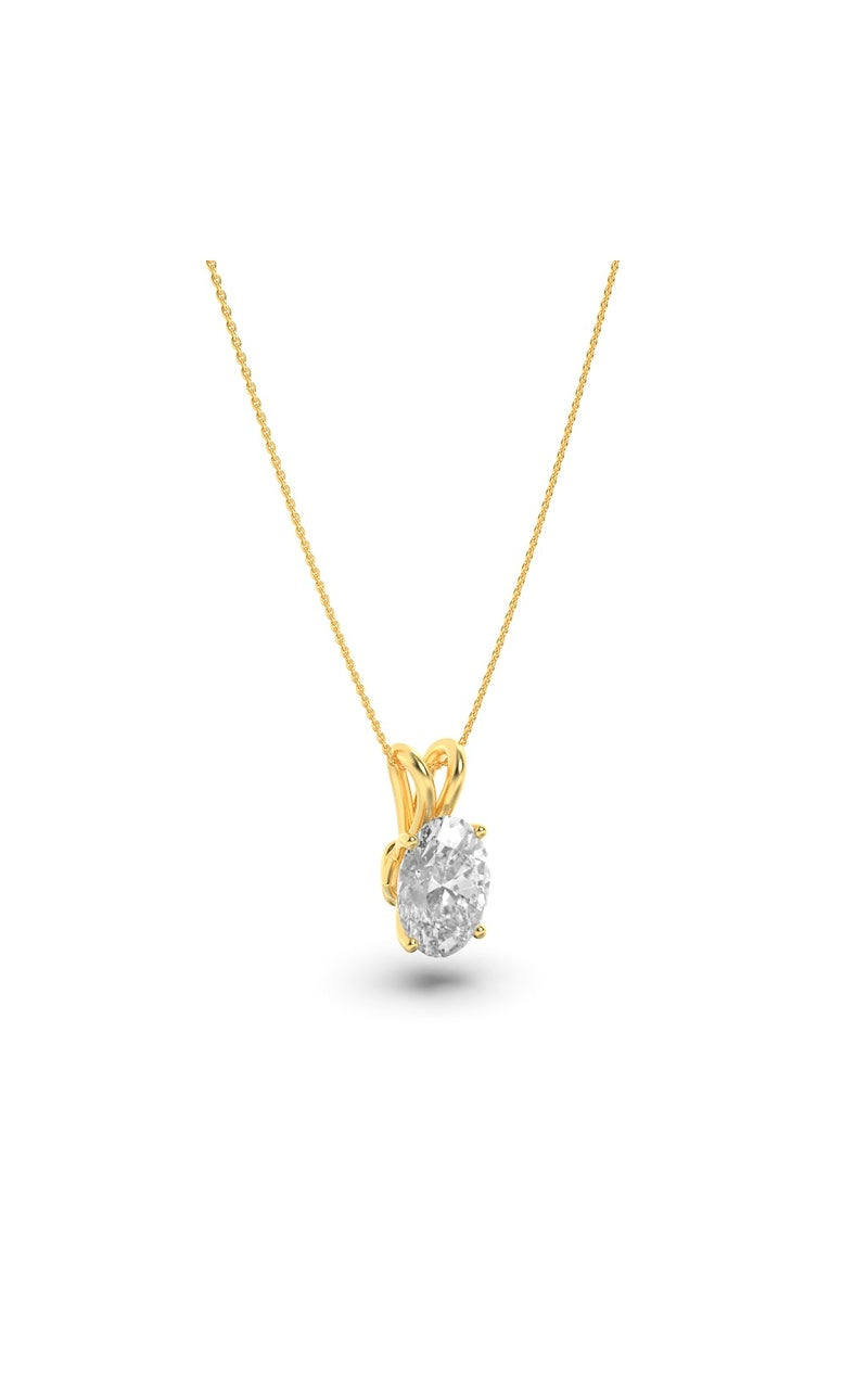 3CTW Oval Shaped Lab Grown Diamond (F/VS) Split Bale Solitaire Pendant in 14K Gold
