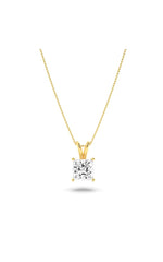 Load image into Gallery viewer, 1CTW Princess Shaped Lab Grown Diamond (F/VS) Split Bale Solitaire Pendant in 14K Gold
