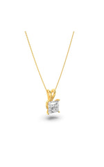 Load image into Gallery viewer, 1CTW Princess Shaped Lab Grown Diamond (F/VS) Split Bale Solitaire Pendant in 14K Gold
