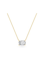 Load image into Gallery viewer, 3CTW Elongated Cushion Shaped Lab Grown Diamond (F/VS) East West Solitaire Necklace in 14K Gold
