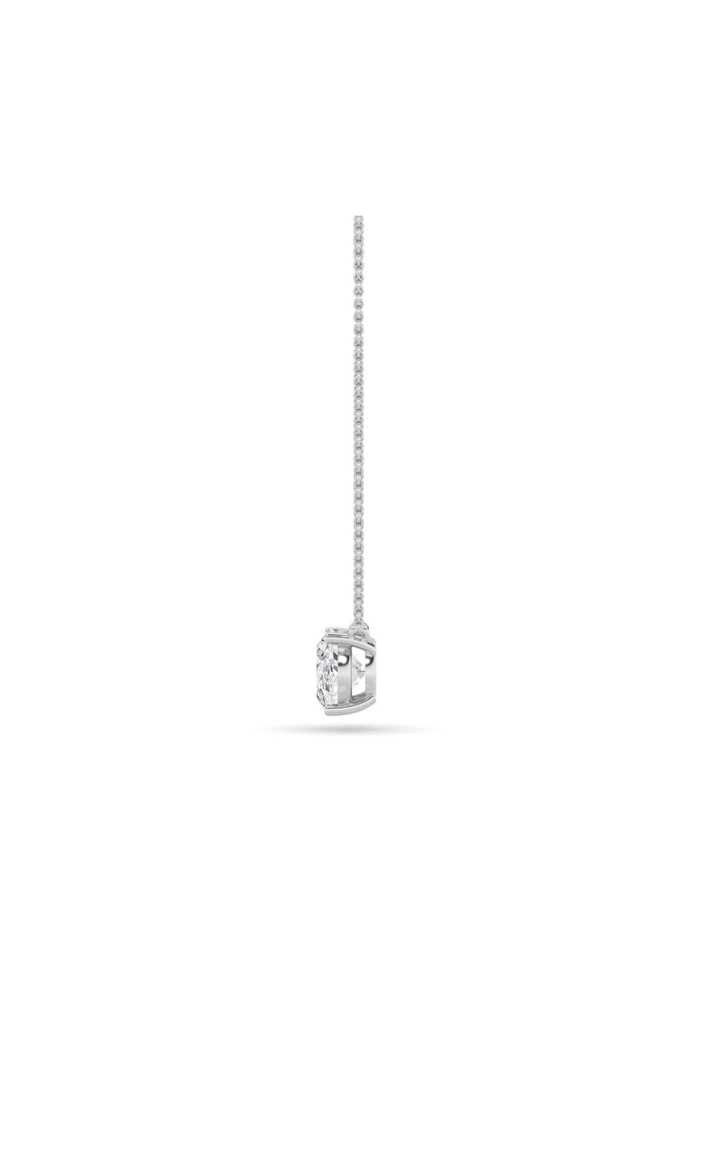 1CTW Oval Shaped Lab Grown Diamond (F/VS) East West Solitaire Necklace in 14K Gold